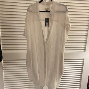 White Button-Up Shirt Dress